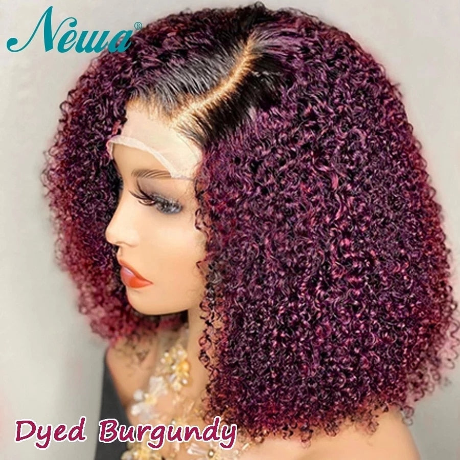 13x6 / 13x4 Pre-plucked Ombre Curly Human Hair Bob Wig