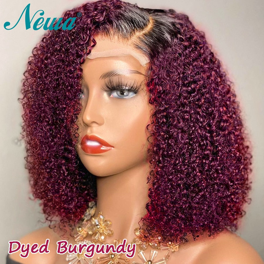 13x6 / 13x4 Pre-plucked Ombre Curly Human Hair Bob Wig