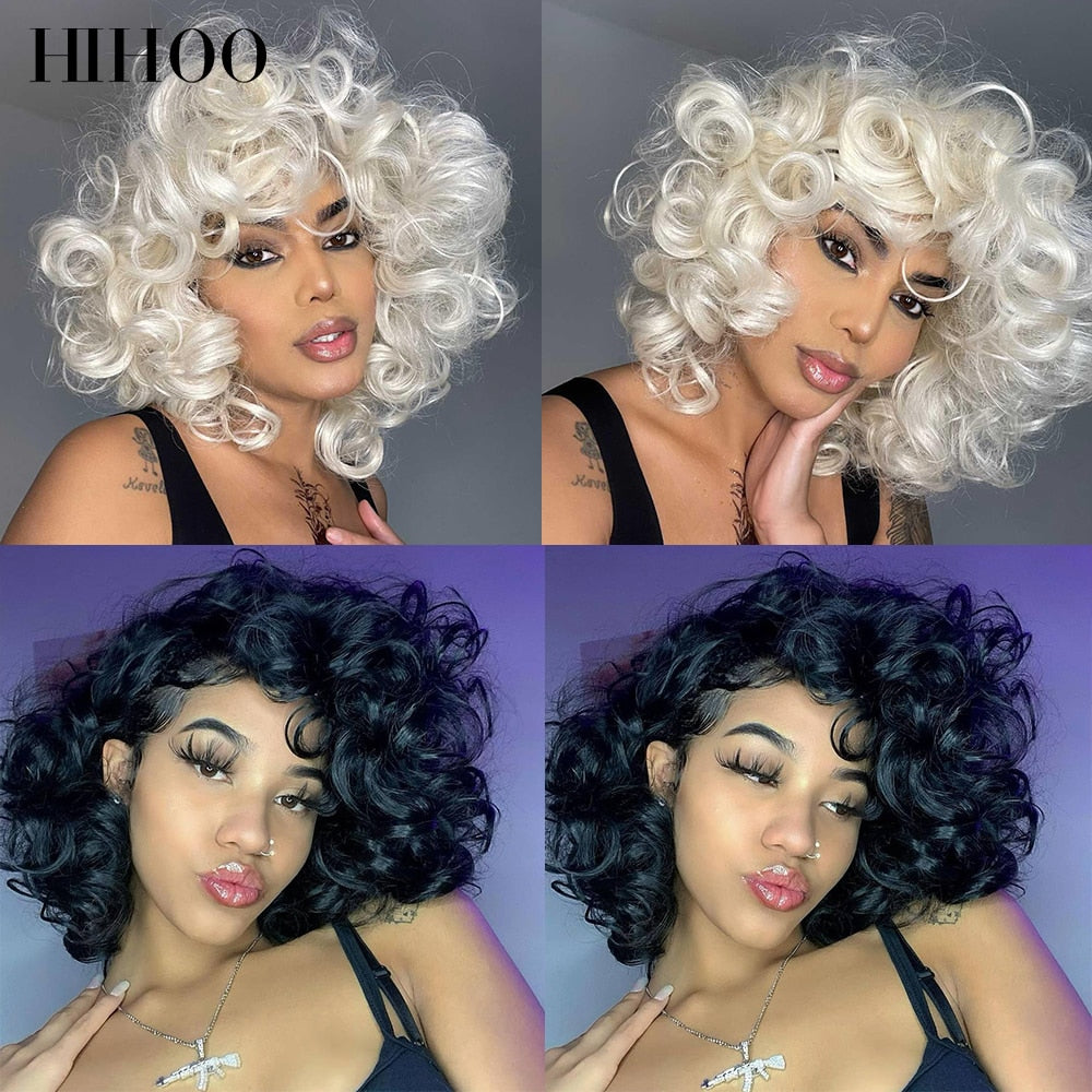 Short Loose Curls Wig with Bangs