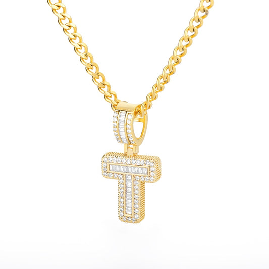 60cm Cubic Zirconia Letters A-Z Initial Pendant Necklaces