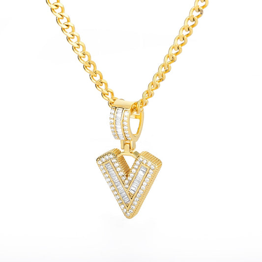 45cm Cubic Zirconia Letters A-Z Initial Pendant Necklaces