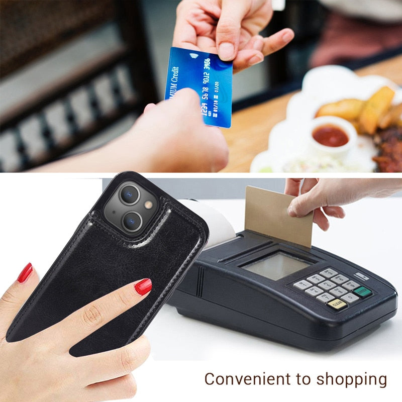 Leather Wallet Cases For iPhone 11 12 13 14 Pro/ Max/ Plus/ Mini