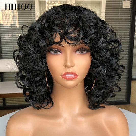 Short Loose Curls Wig with Bangs
