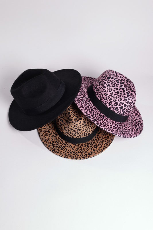 LEOPARD PRINT GATSBY STYLE FEDORA HATS