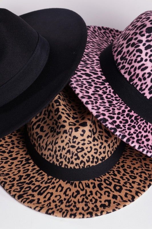 LEOPARD PRINT GATSBY STYLE FEDORA HATS