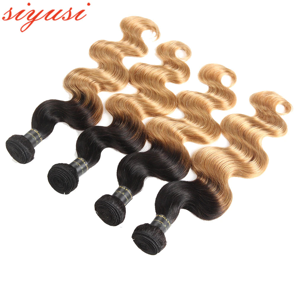 T1B/27 Peruvian Body Wave Human Hair Ombre Bundles