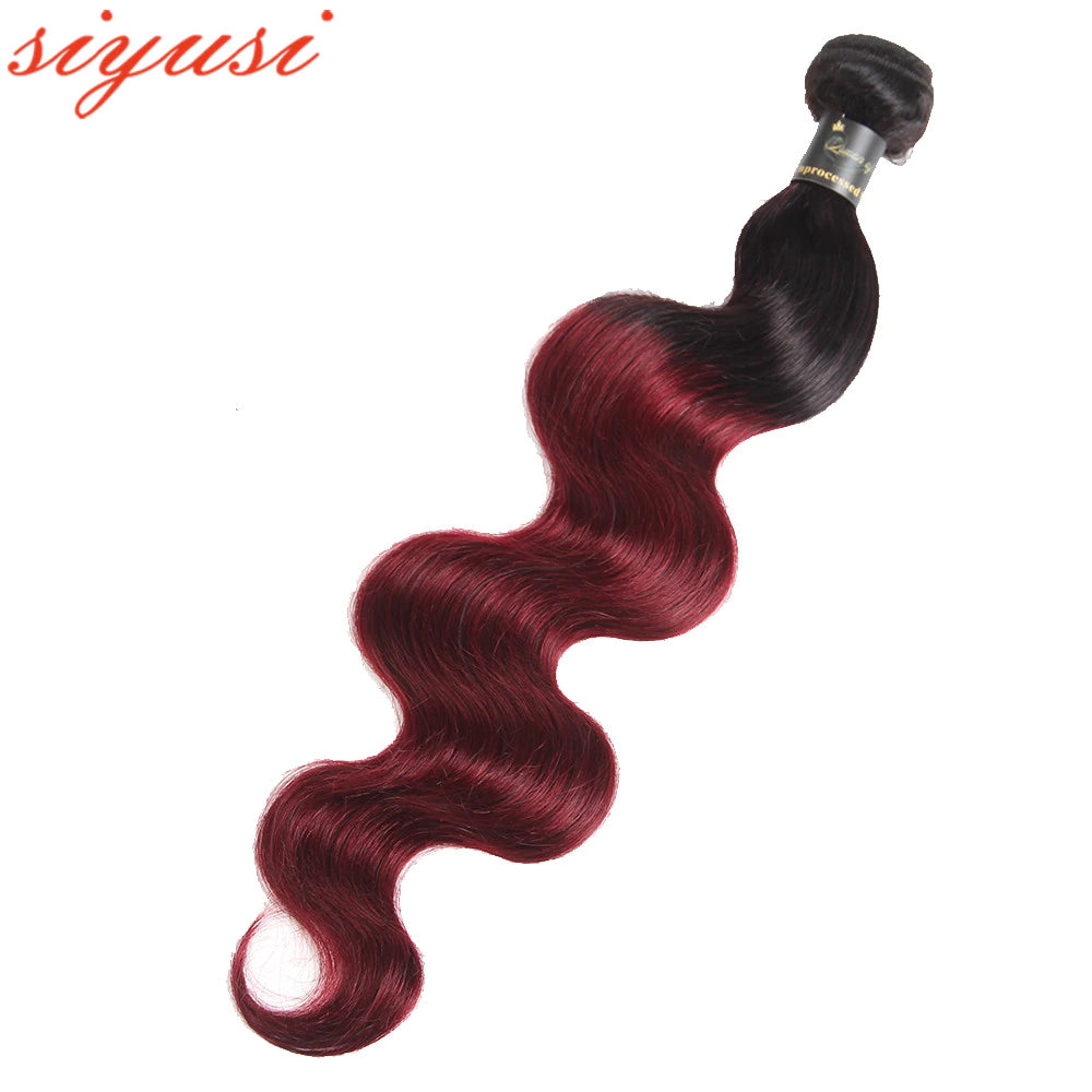 T1B/99J Peruvian Body Wave Human Hair Ombre Bundles