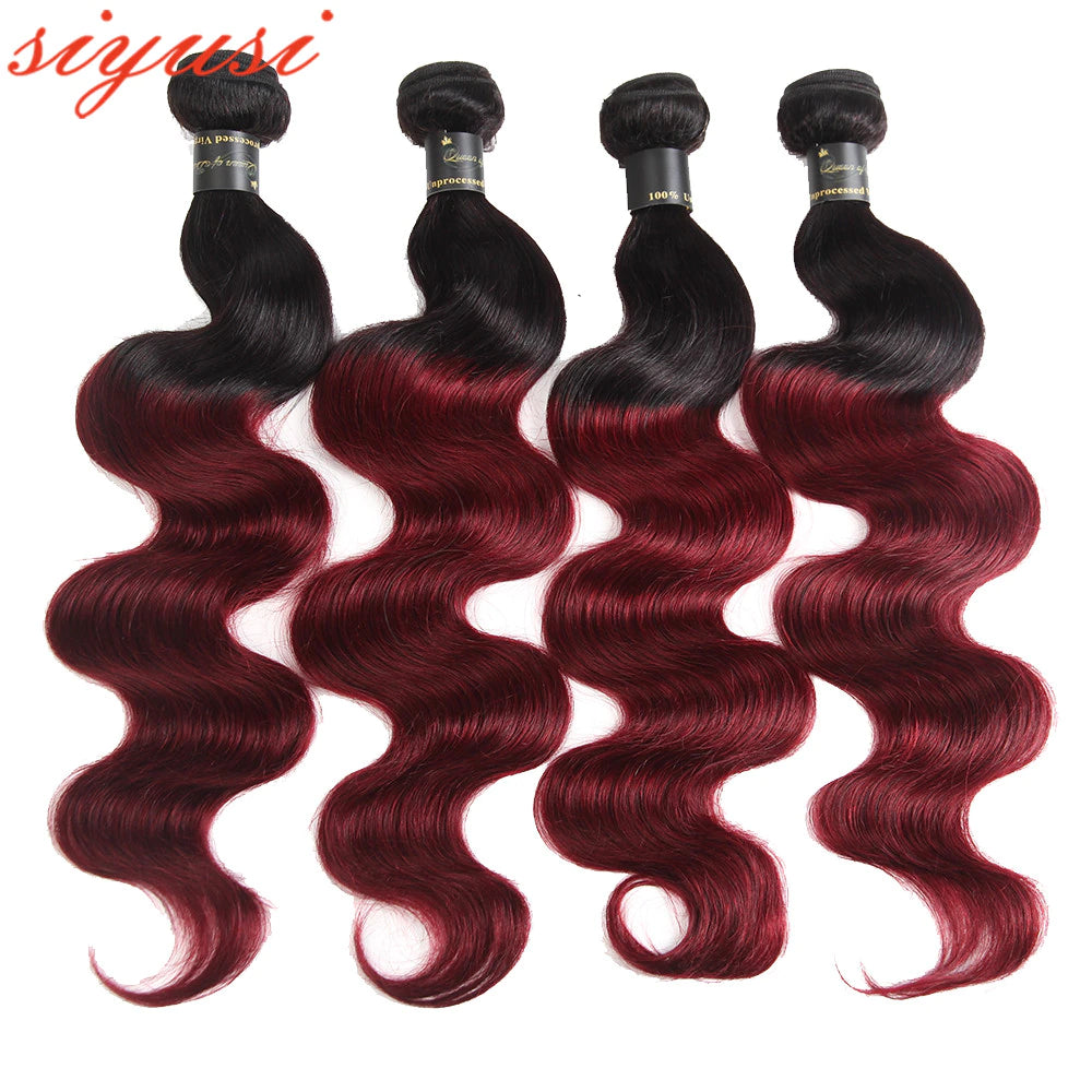 T1B/99J Peruvian Body Wave Human Hair Ombre Bundles