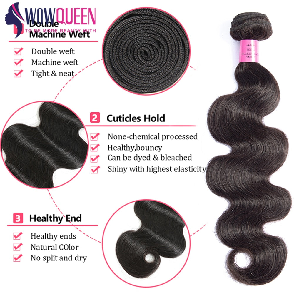 Brazilian Human Hair Body Wave Bundles - 1/3/4 Pack