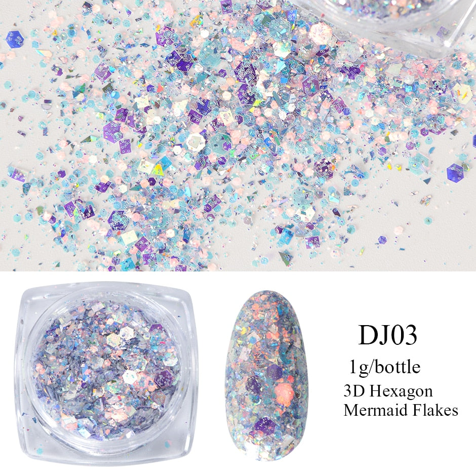 Crystal Fire Opal Flakes Nail Sequins DIY Chrome Powder for Manicures