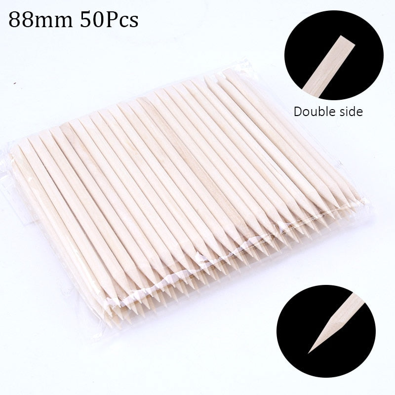 50/100 Wooden Cuticle Pushers for Manicures