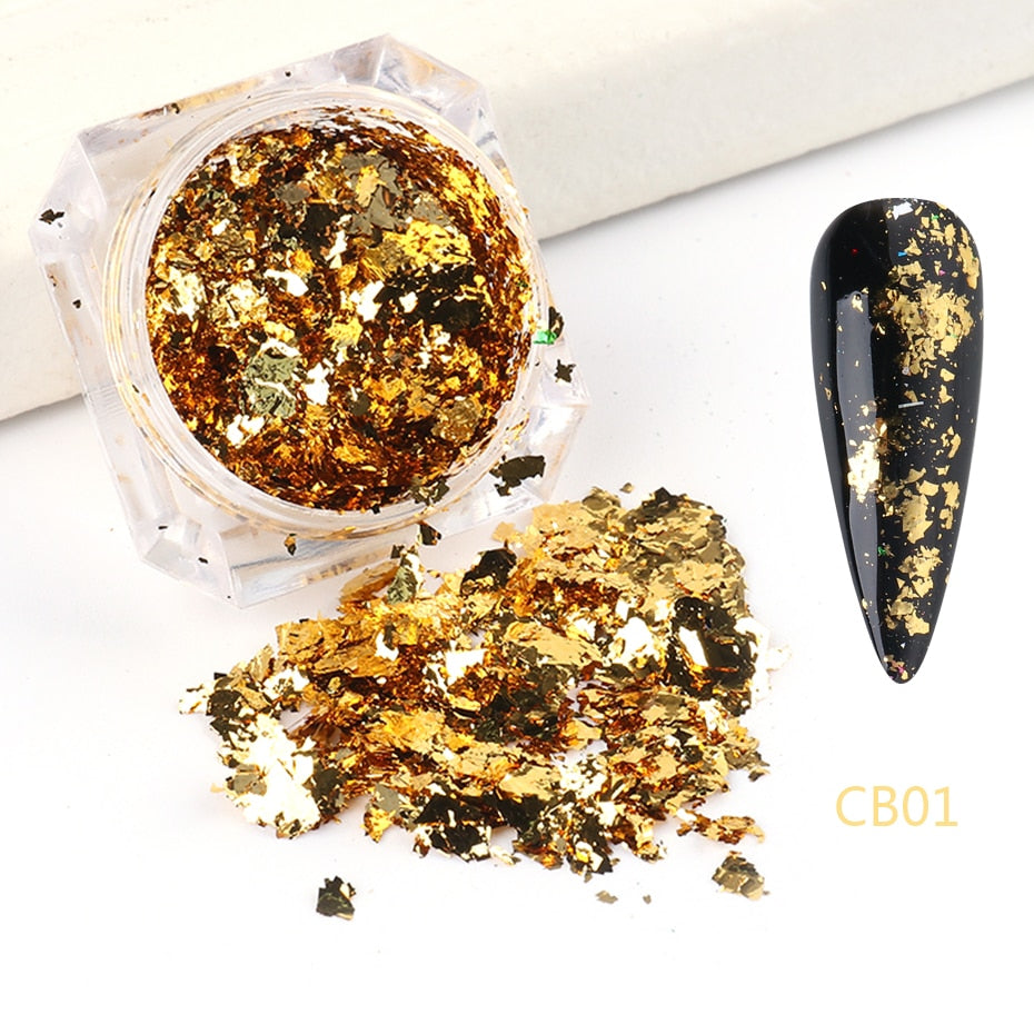 Crystal Fire Opal Flakes Nail Sequins DIY Chrome Powder for Manicures