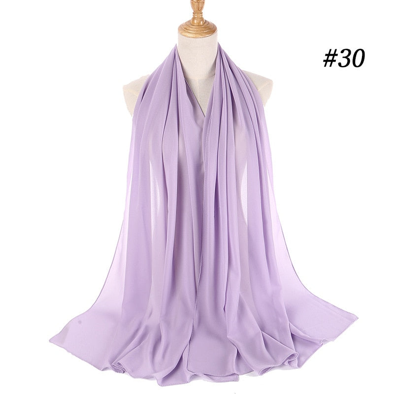 Plain Color Chiffon Scarf -Head Cover -Wrap for Women