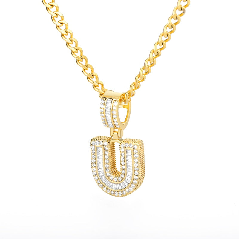 60cm Cubic Zirconia Letters A-Z Initial Pendant Necklaces