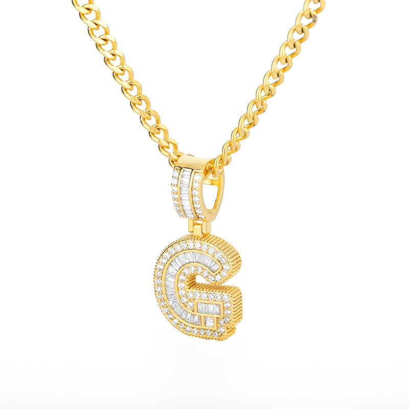 60cm Cubic Zirconia Letters A-Z Initial Pendant Necklaces