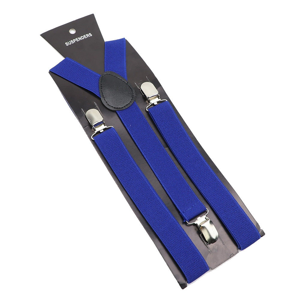 Unisex Solid Color Elastic Leather Suspenders