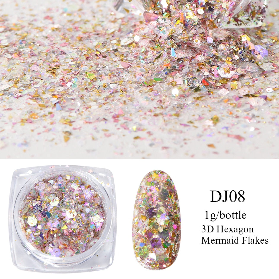 Crystal Fire Opal Flakes Nail Sequins DIY Chrome Powder for Manicures