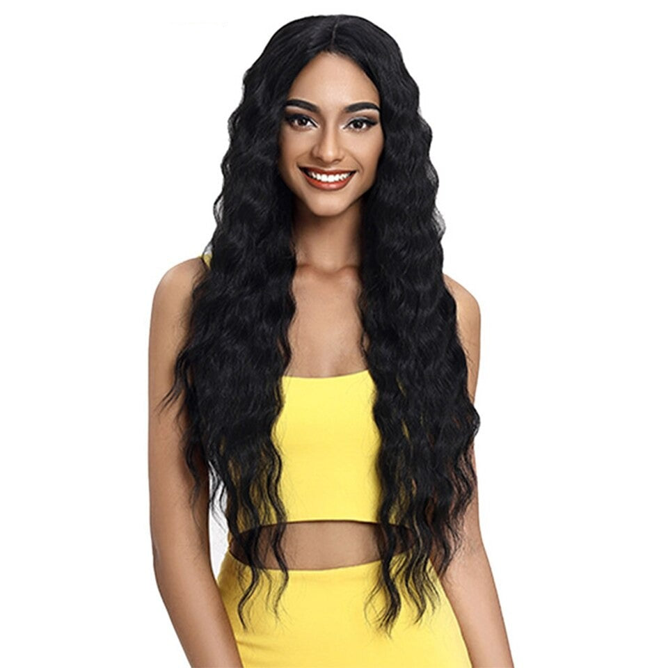 30" Long Deep Wave Synthetic Hair Lace Wigs for Women