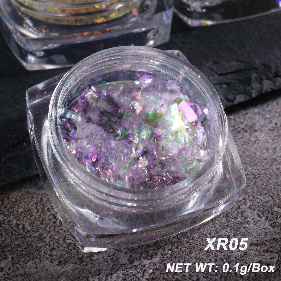 Crystal Fire Opal Flakes Nail Sequins DIY Chrome Powder for Manicures