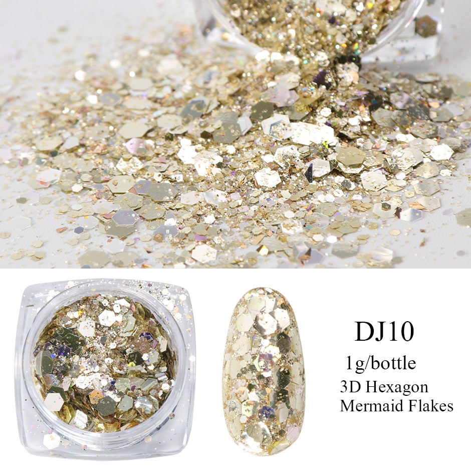 Crystal Fire Opal Flakes Nail Sequins DIY Chrome Powder for Manicures