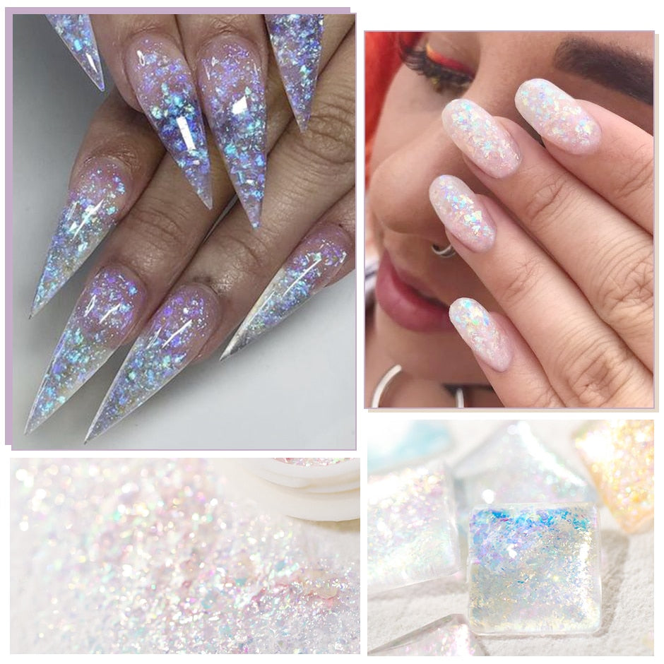 Crystal Fire Opal Flakes Nail Sequins DIY Chrome Powder for Manicures