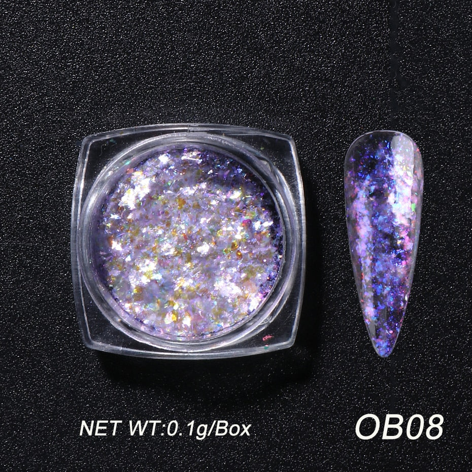 Crystal Fire Opal Flakes Nail Sequins DIY Chrome Powder for Manicures