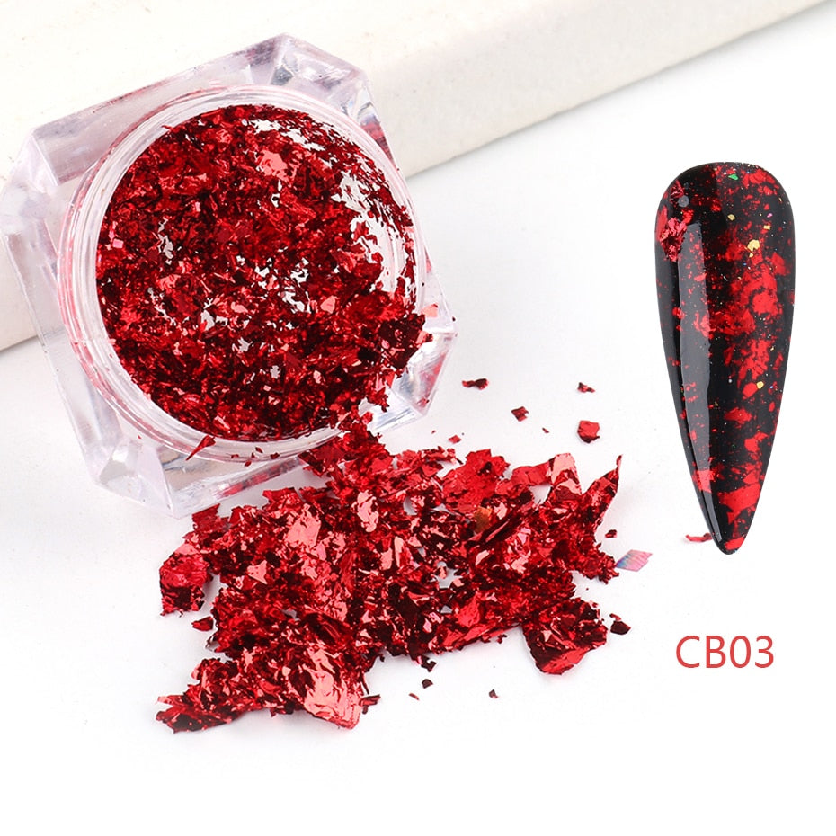 Crystal Fire Opal Flakes Nail Sequins DIY Chrome Powder for Manicures