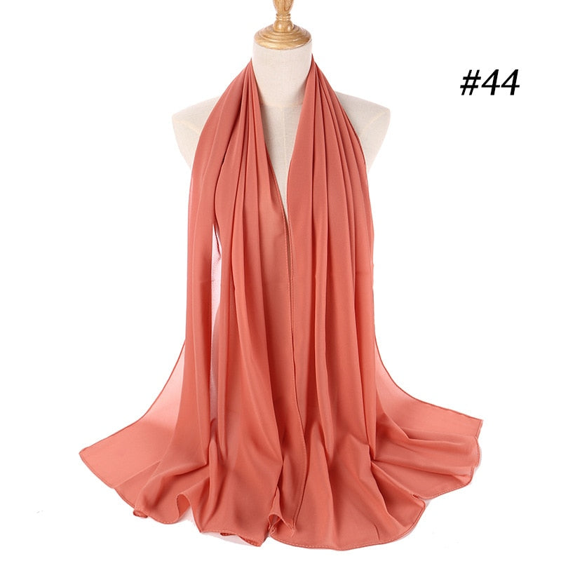 Plain Color Chiffon Scarf -Head Cover -Wrap for Women