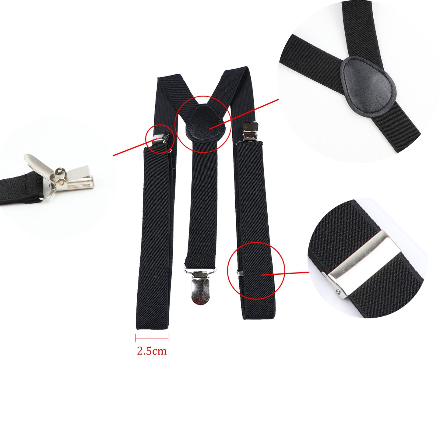 Unisex Solid Color Elastic Leather Suspenders