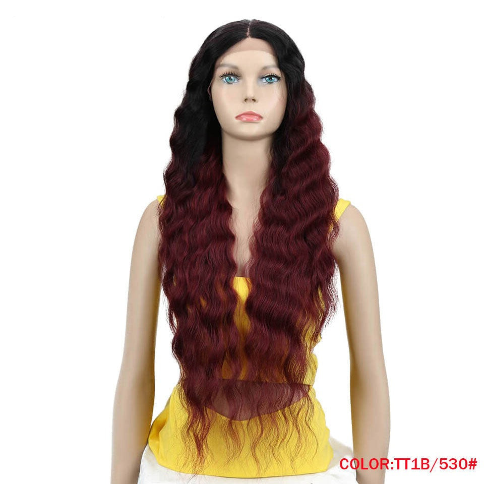 30" Long Deep Wave Synthetic Hair Lace Wigs for Women