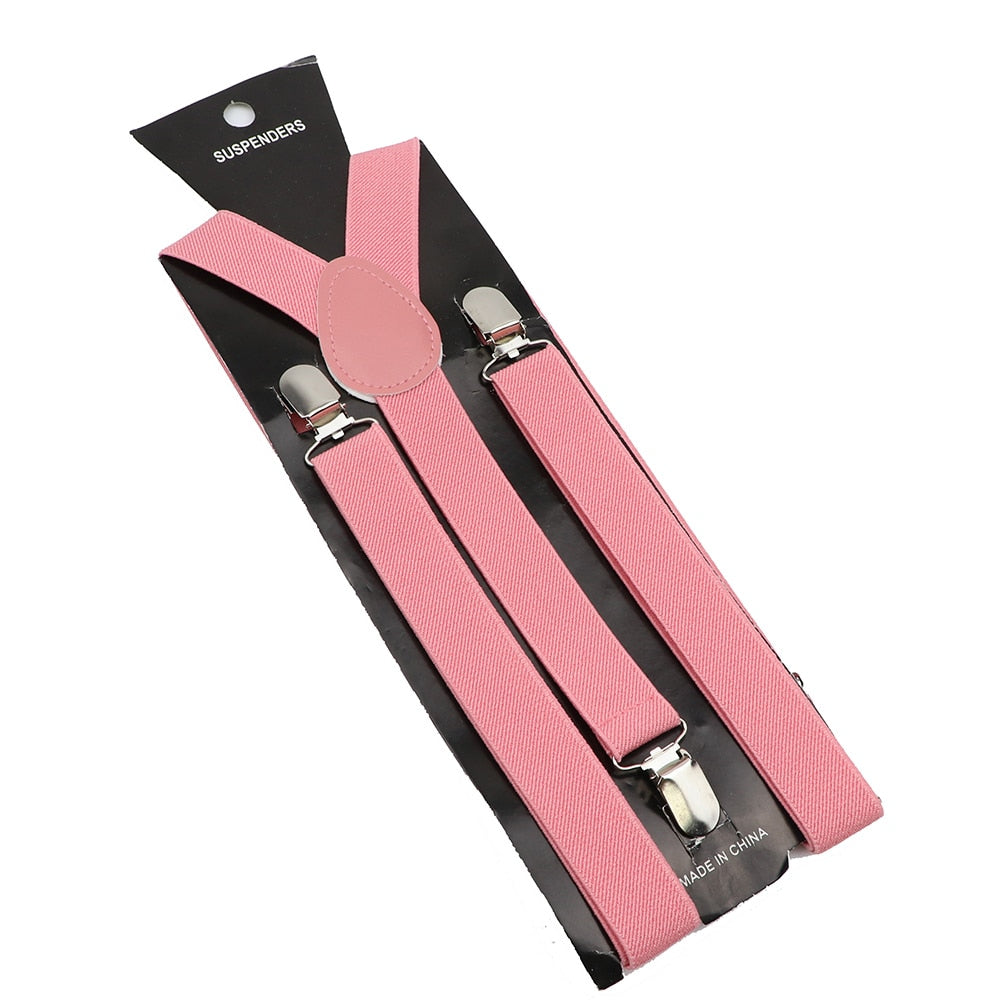 Unisex Solid Color Elastic Leather Suspenders