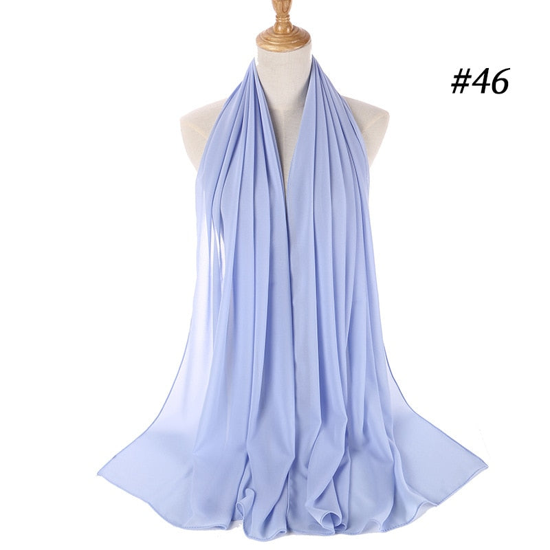 Plain Color Chiffon Scarf -Head Cover -Wrap for Women