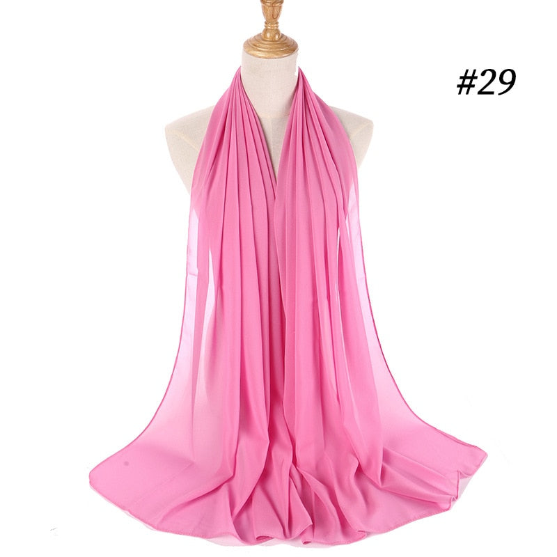 Plain Color Chiffon Scarf -Head Cover -Wrap for Women