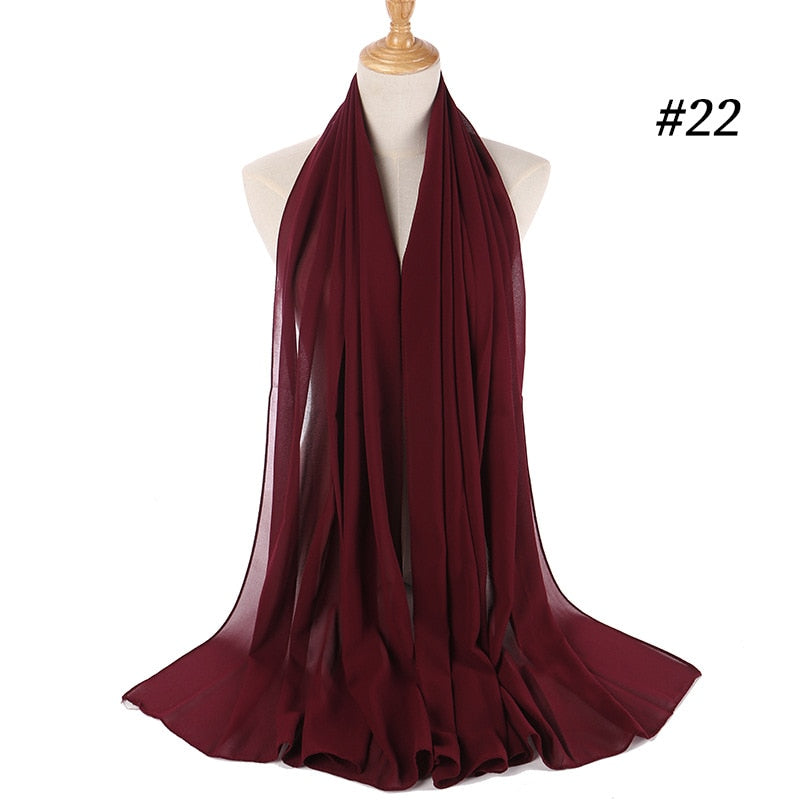 Plain Color Chiffon Scarf -Head Cover -Wrap for Women