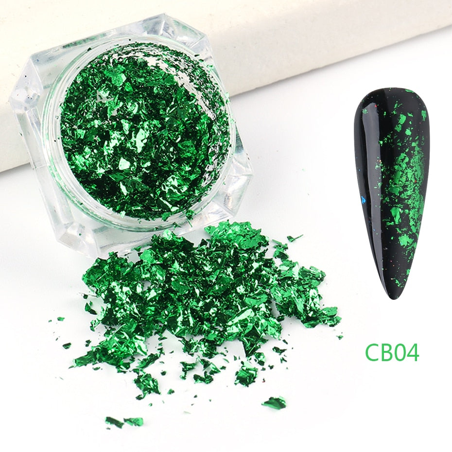 Crystal Fire Opal Flakes Nail Sequins DIY Chrome Powder for Manicures