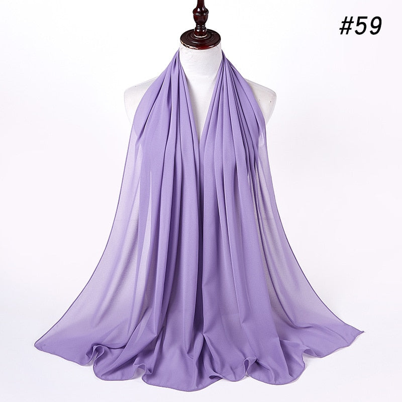 Plain Color Chiffon Scarf -Head Cover -Wrap for Women