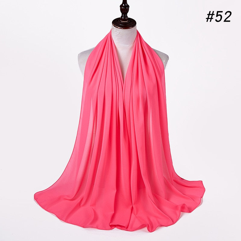 Plain Color Chiffon Scarf -Head Cover -Wrap for Women