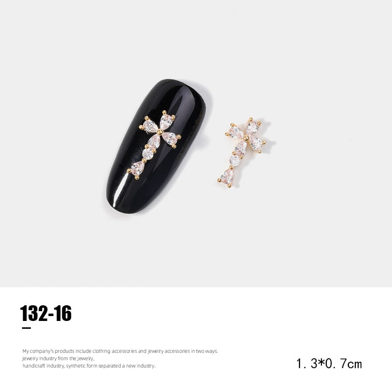 2 Piece Pendant Chain -3D Alloy Butterfly Nail Art