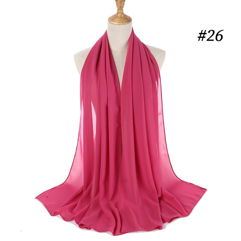 Plain Color Chiffon Scarf -Head Cover -Wrap for Women