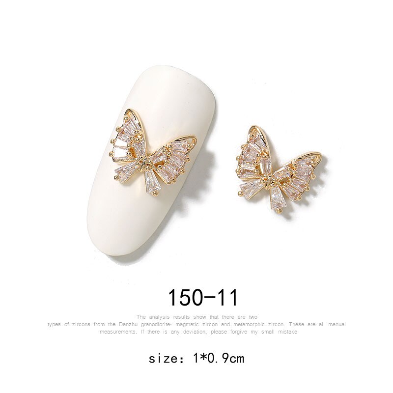 2 Piece Pendant Chain -3D Alloy Butterfly Nail Art