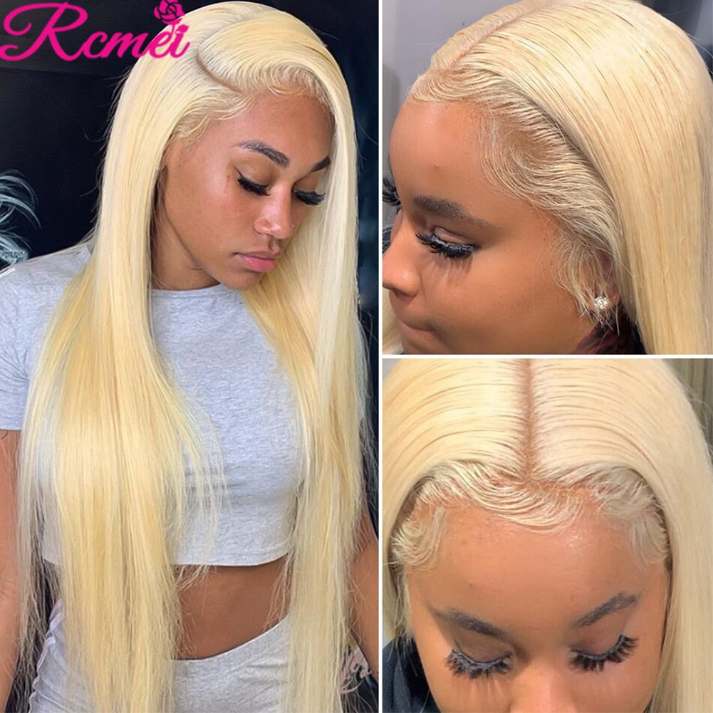 13x4 Blonde HD Lace Front Human Hair Straight Wigs