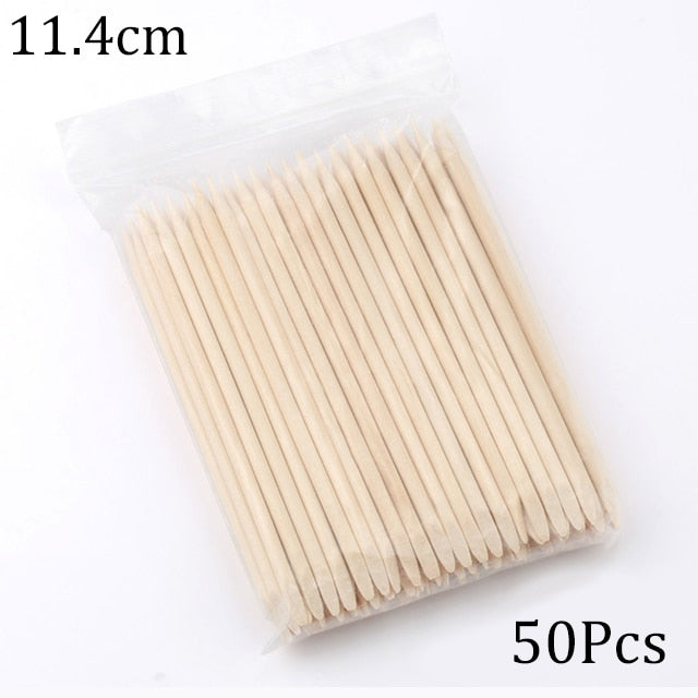 50/100 Wooden Cuticle Pushers for Manicures