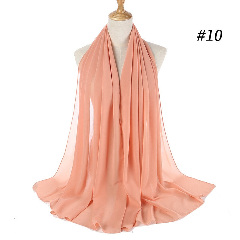 Plain Color Chiffon Scarf -Head Cover -Wrap for Women