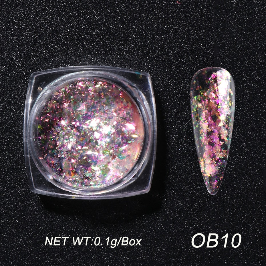 Crystal Fire Opal Flakes Nail Sequins DIY Chrome Powder for Manicures