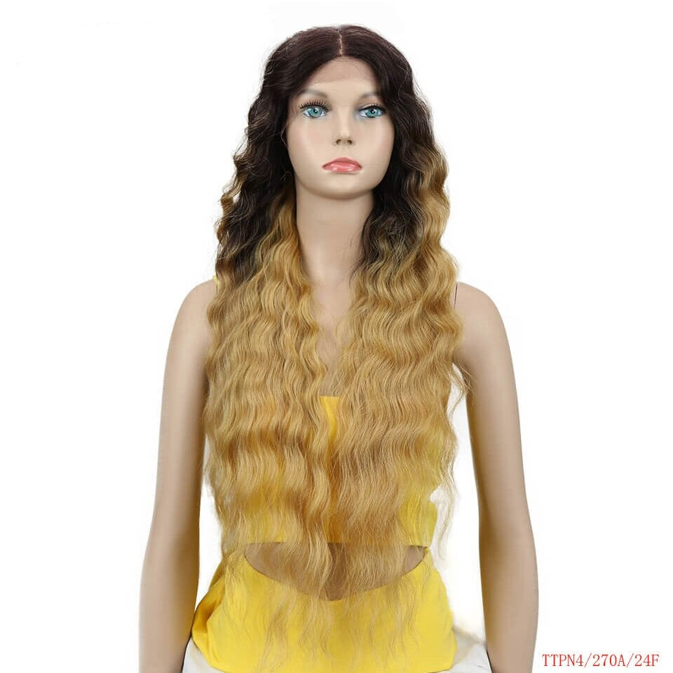 30" Long Deep Wave Synthetic Hair Lace Wigs for Women