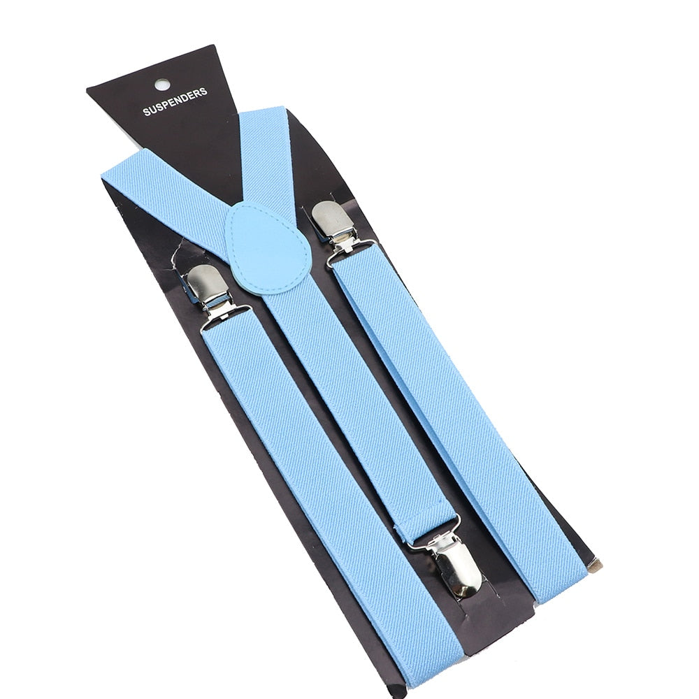 Unisex Solid Color Elastic Leather Suspenders