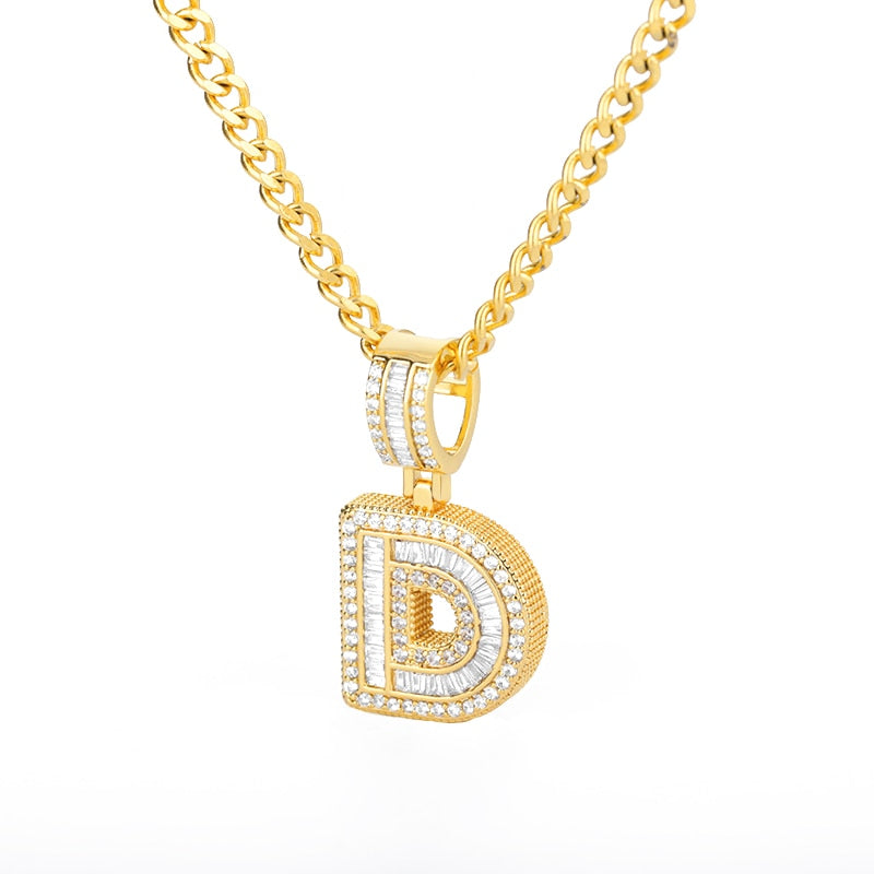 60cm Cubic Zirconia Letters A-Z Initial Pendant Necklaces