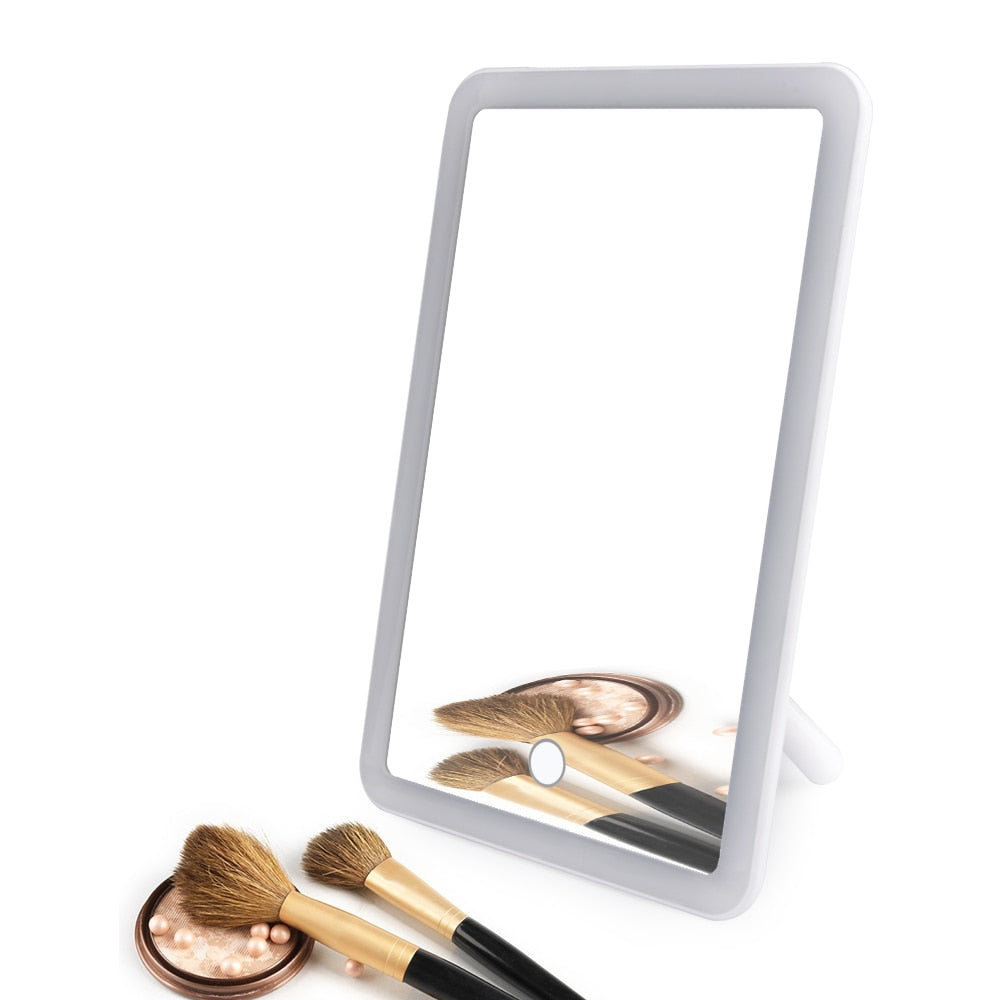 LED Touch Screen 180 Degree Rotating Cosmetic Mirror with USB Charger Stand