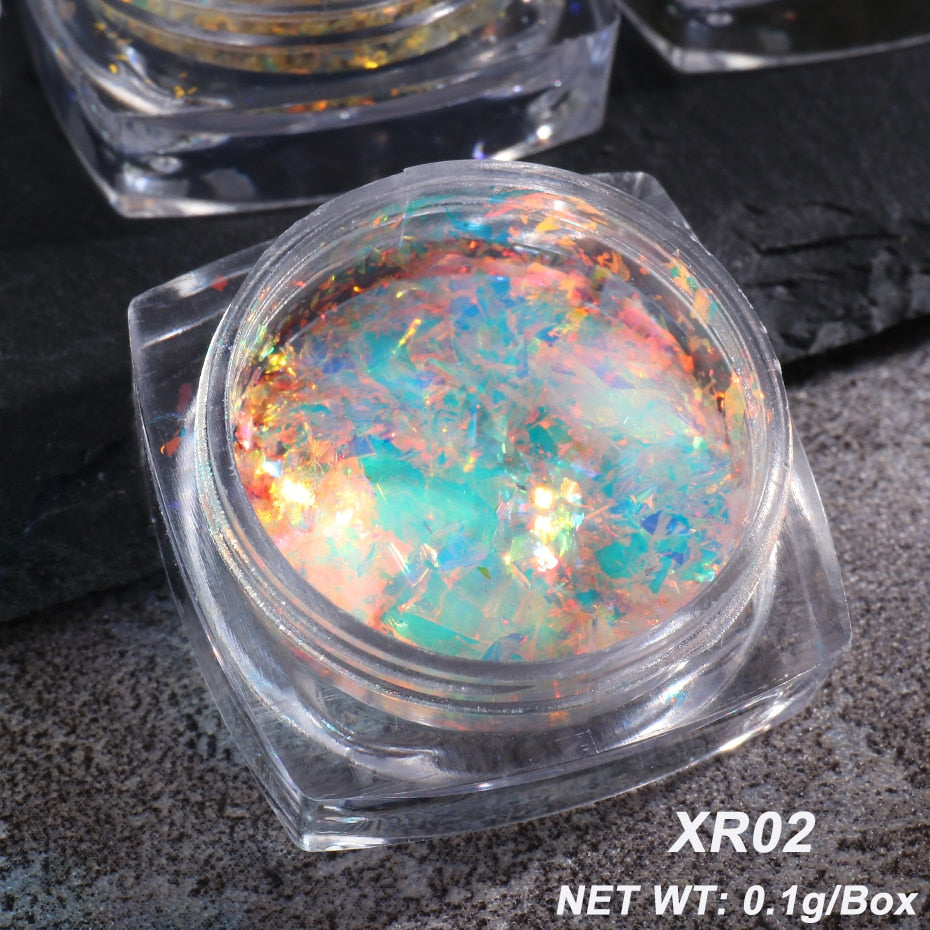 Crystal Fire Opal Flakes Nail Sequins DIY Chrome Powder for Manicures