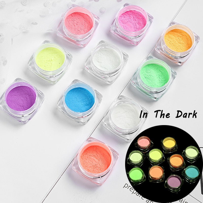 Neon Phosphor Nail Powder -Fluorescent Nail Glow in the Dark Powder